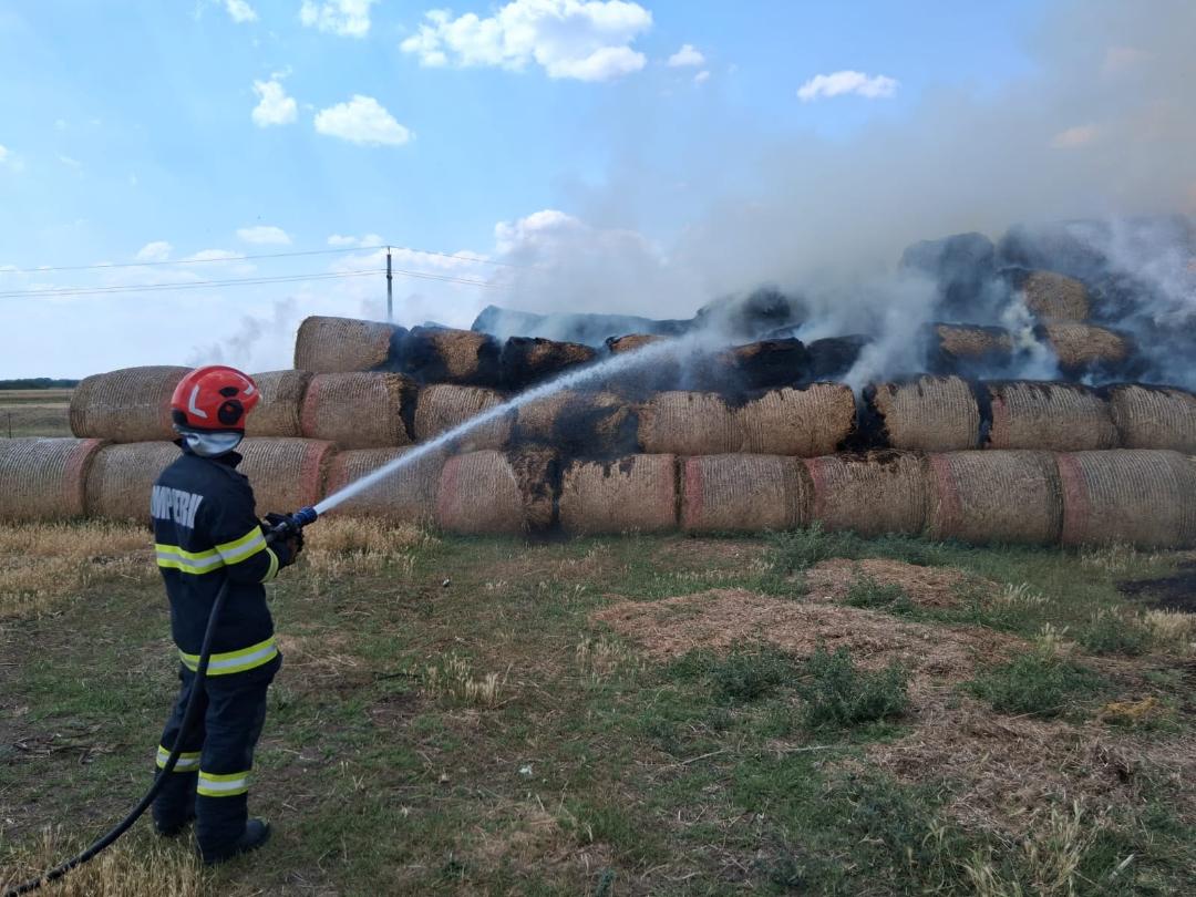 Mai multe incendii de vegetație și culturi agricole în Arad. Pompierii intervin simultan în trei zone
