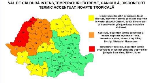 Cod roșu de caniculă în Arad, Bihor și Satu Mare. Temperaturile pot atinge 40 de grade