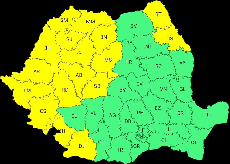 Cod galben în Crișana: temperaturi de până la 37 de grade, apoi furtuni și răcire